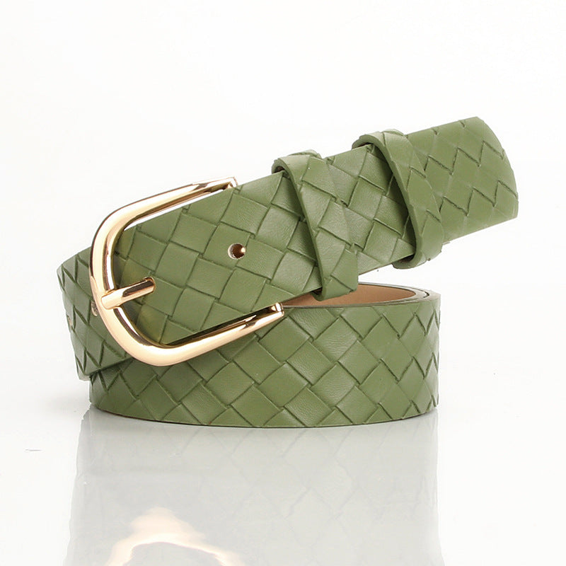 Women's Alloy Pin Buckle Belt Trendy Wild Belt Personality Imitation Weaving