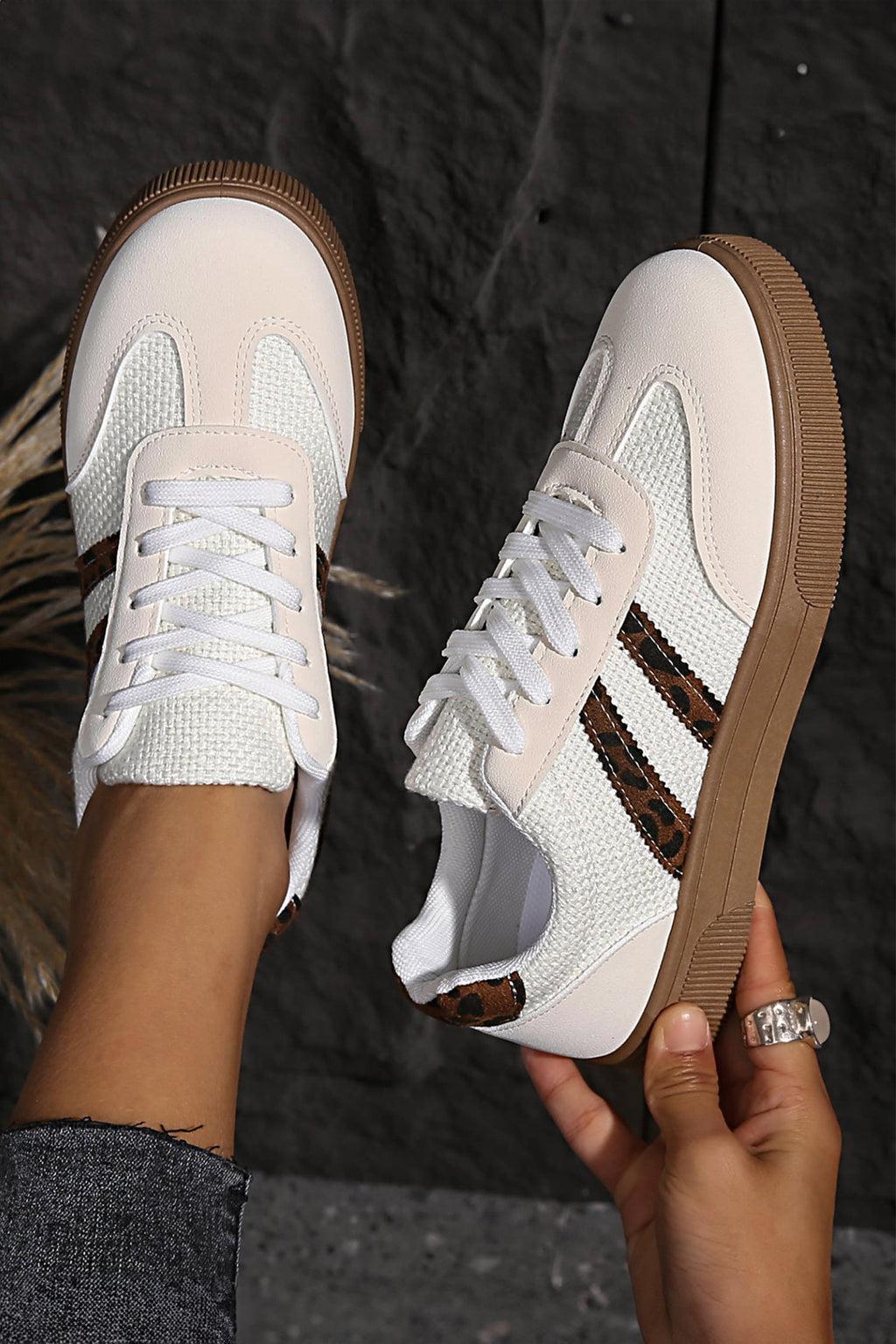 Leopard Print Lace-Up Sneakers | Western Boho Style