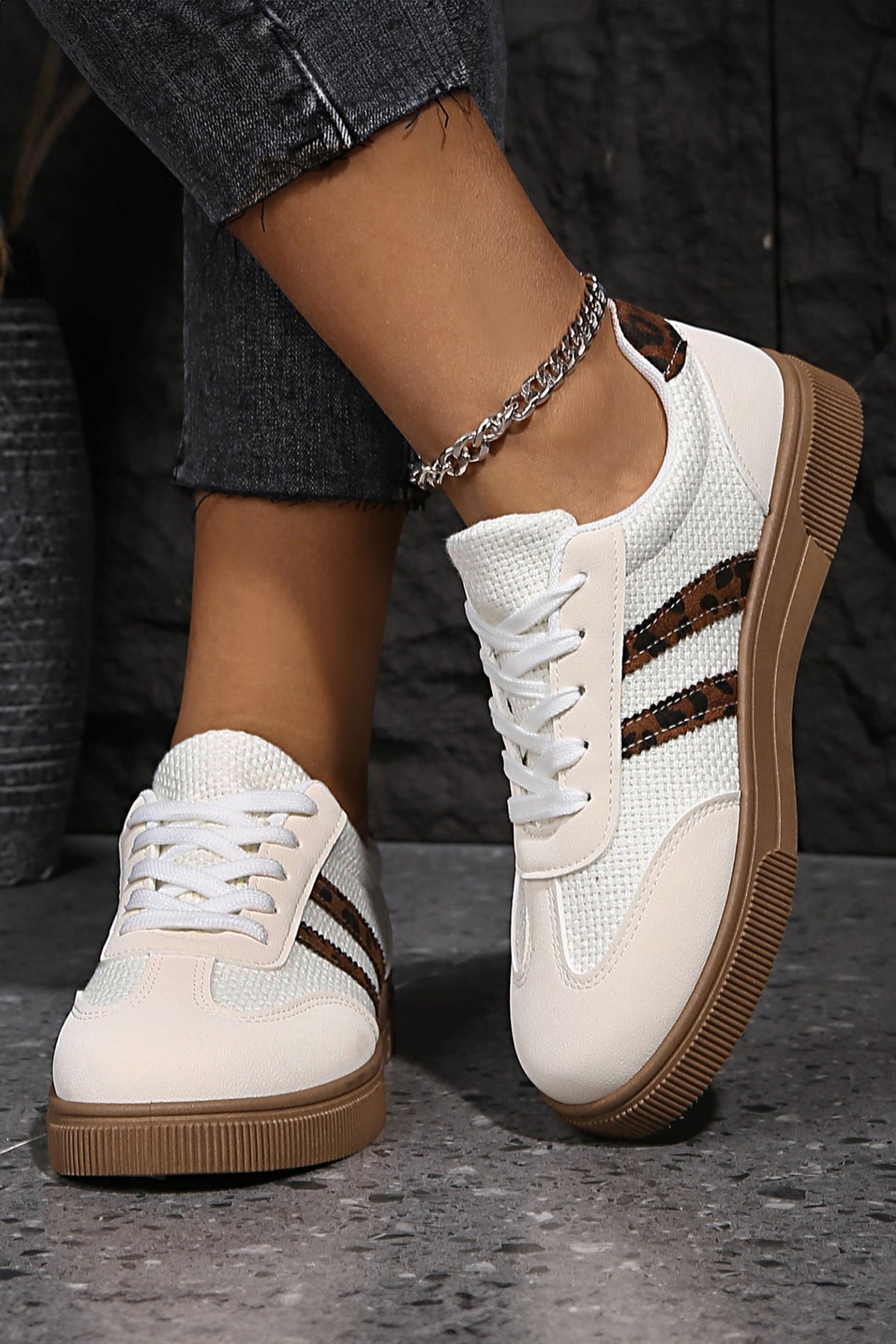 Leopard Print Lace-Up Sneakers | Western Boho Style