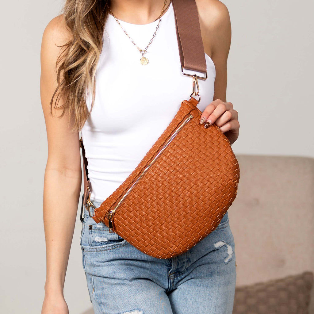 Vivienne Woven Vegan Leather Crossbody Sling Bag