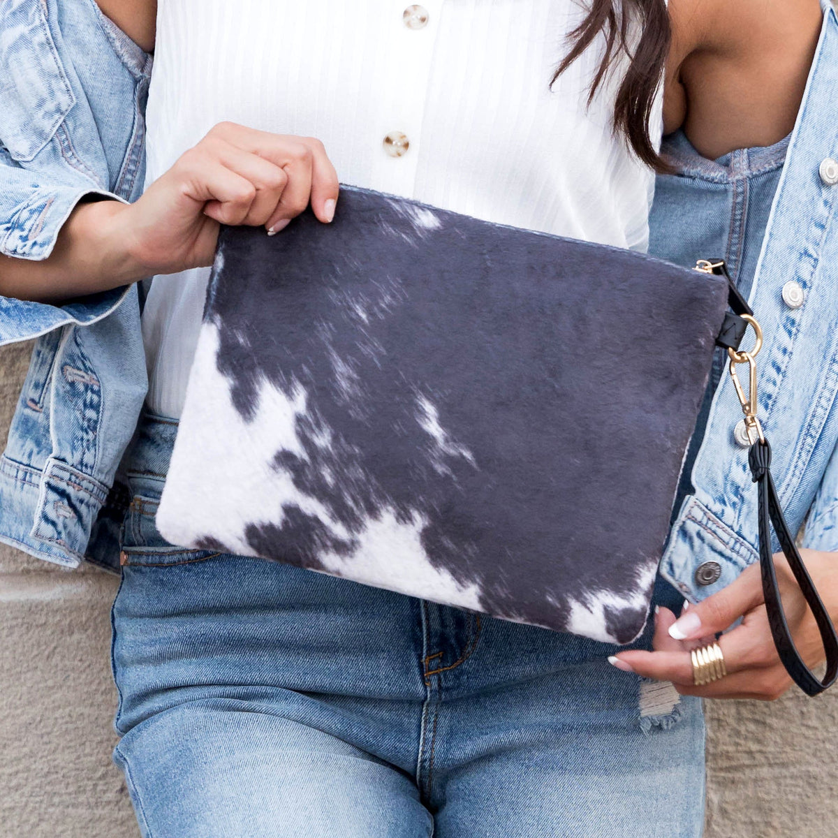 Western Fur Clutch | Faux Fur Statement Wristlet Bag