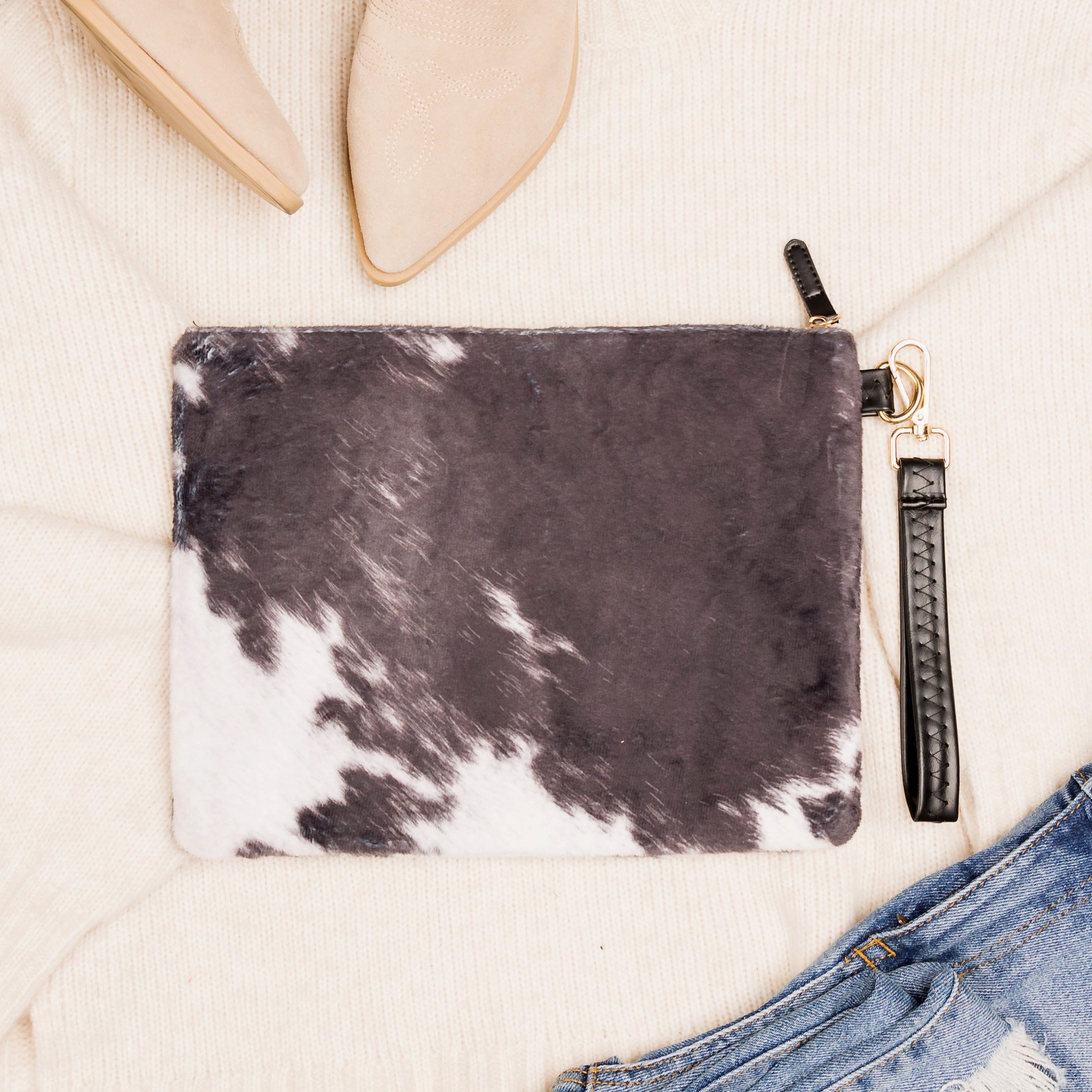 Western Fur Clutch | Faux Fur Statement Wristlet Bag