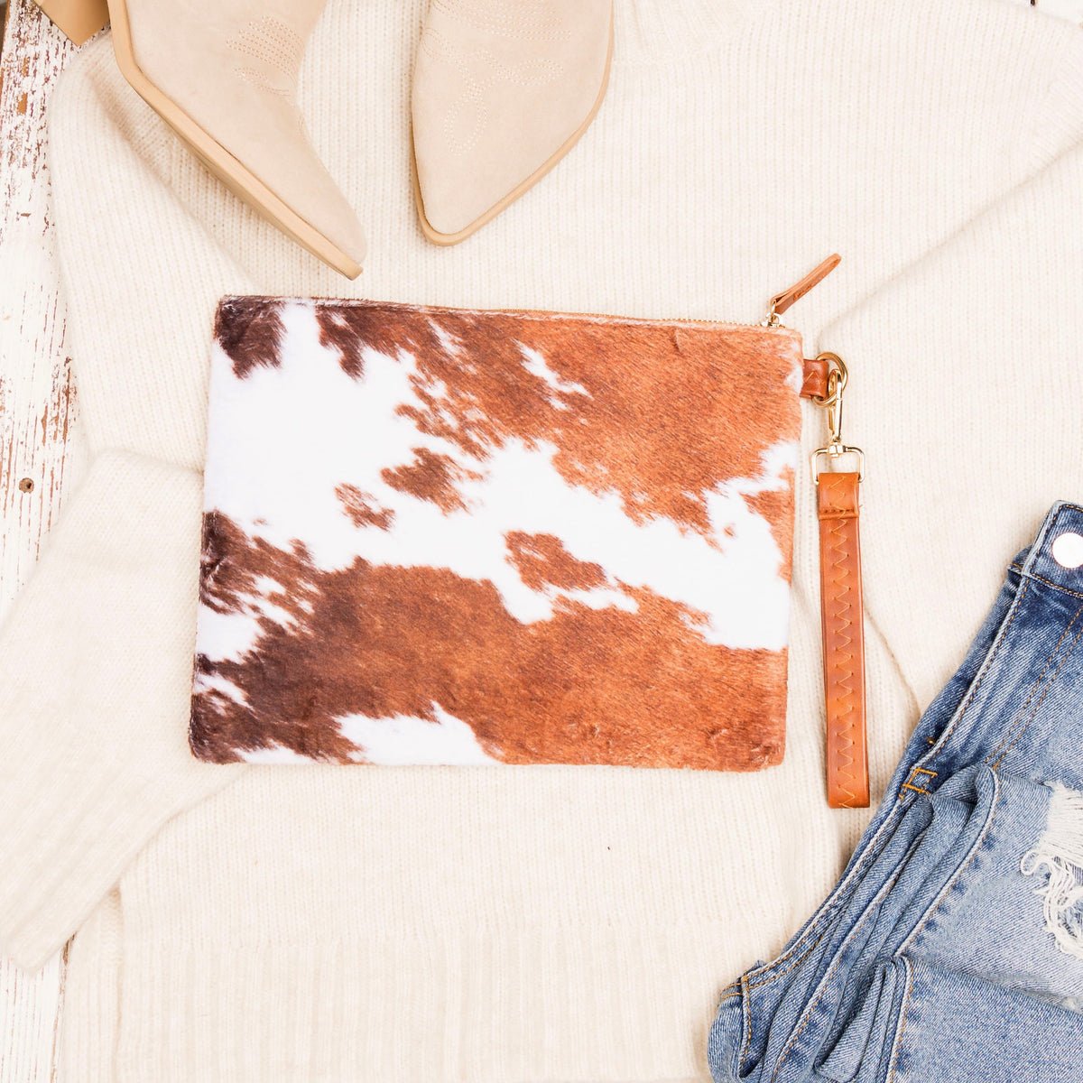 Western Fur Clutch | Faux Fur Statement Wristlet Bag