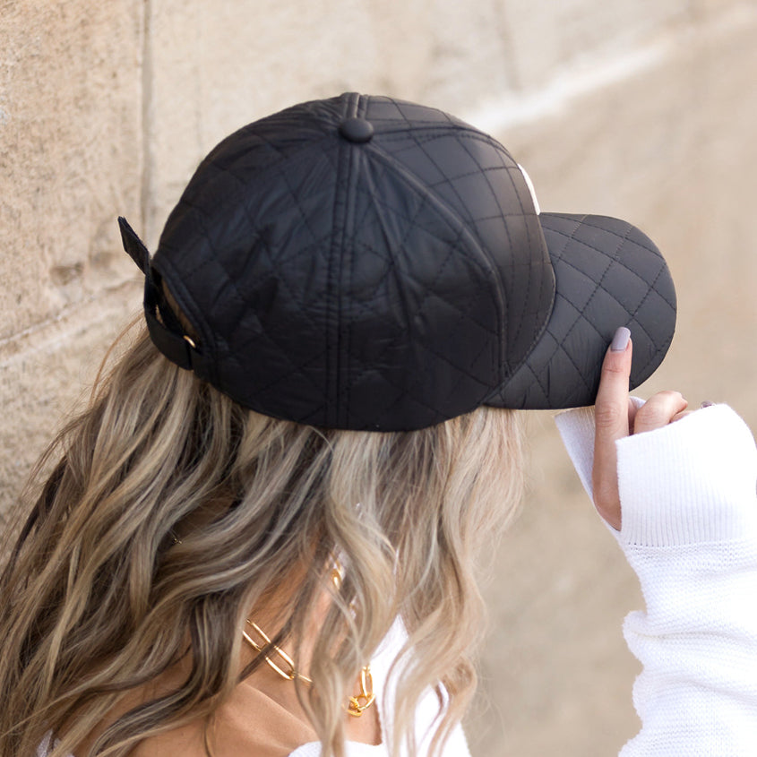 Quilted Puffer Ball Cap | Structured Adjustable Fit