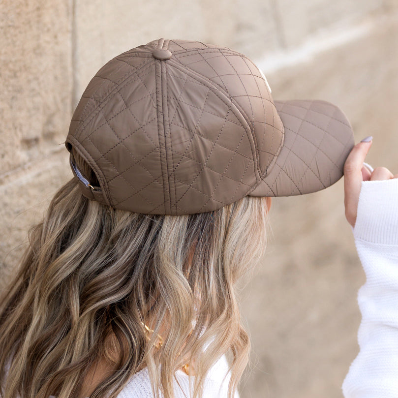 Quilted Puffer Ball Cap | Structured Adjustable Fit