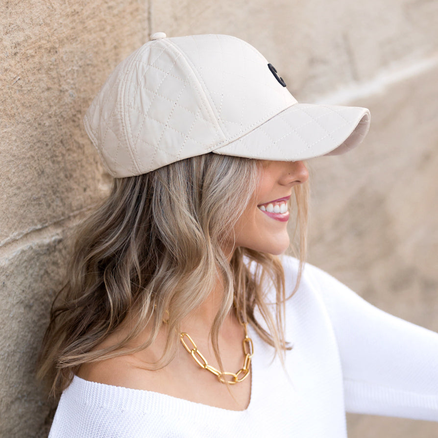 Quilted Puffer Ball Cap | Structured Adjustable Fit