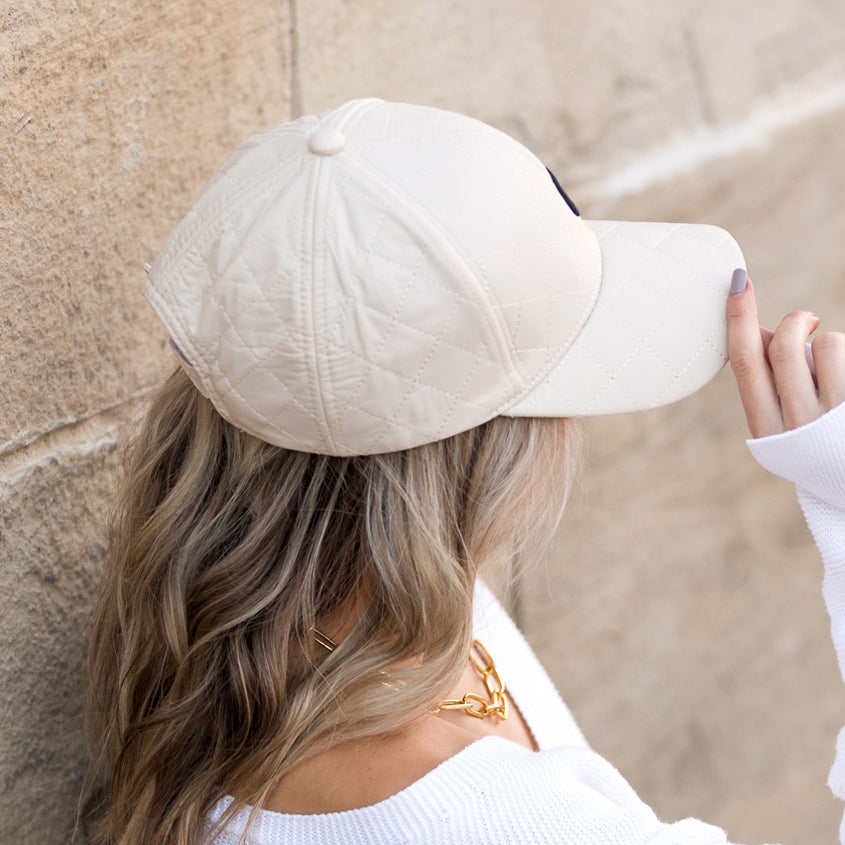 Quilted Puffer Ball Cap | Structured Adjustable Fit