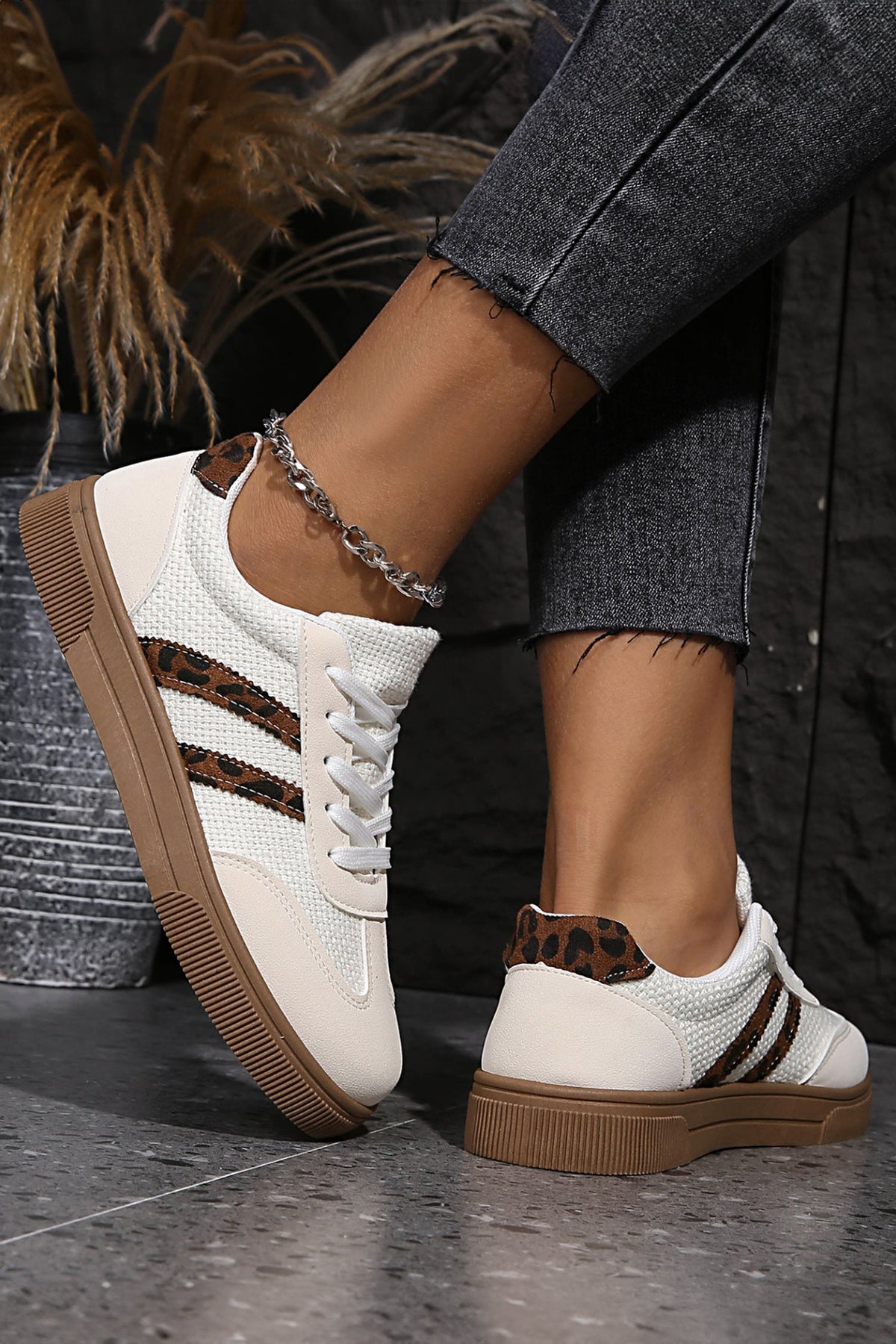 Leopard Print Lace-Up Sneakers | Western Boho Style
