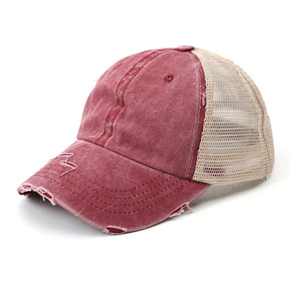 Distressed Messy Bun Hat Cap | Ponytail & Bun Opening