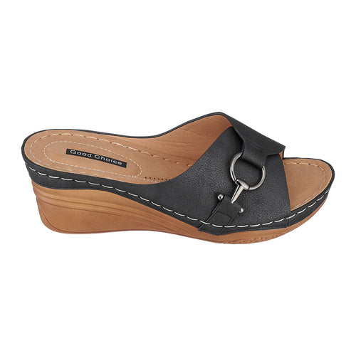 Bay Black Wedge Sandals | Honey Grit Co.