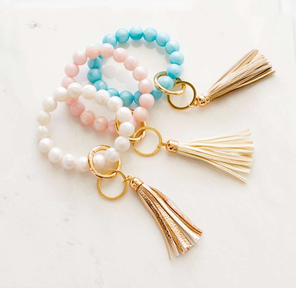 Silicone Bead Key Ring Bracelet | Hands-Free Wristlet Keychain