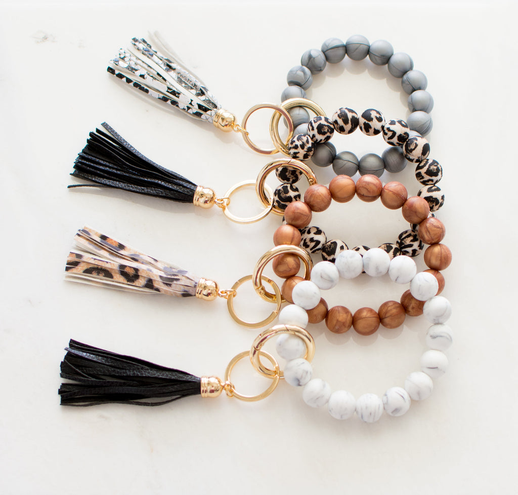 Silicone Bead Key Ring Bracelet | Hands-Free Wristlet Keychain