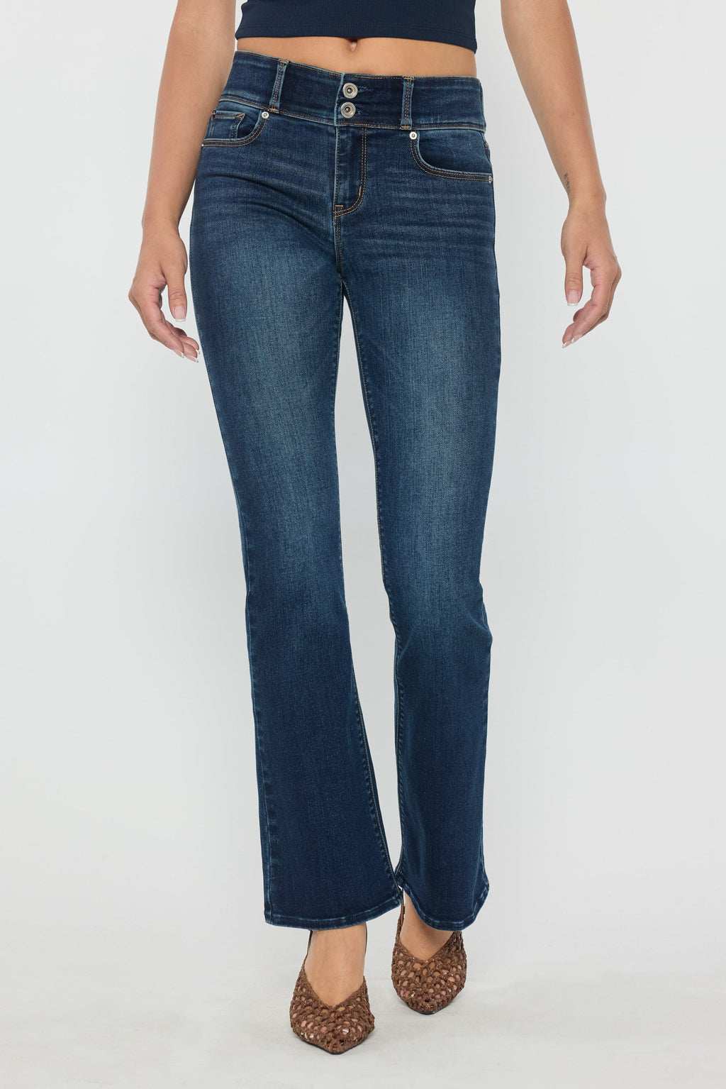 High Rise Two Button Bootcut