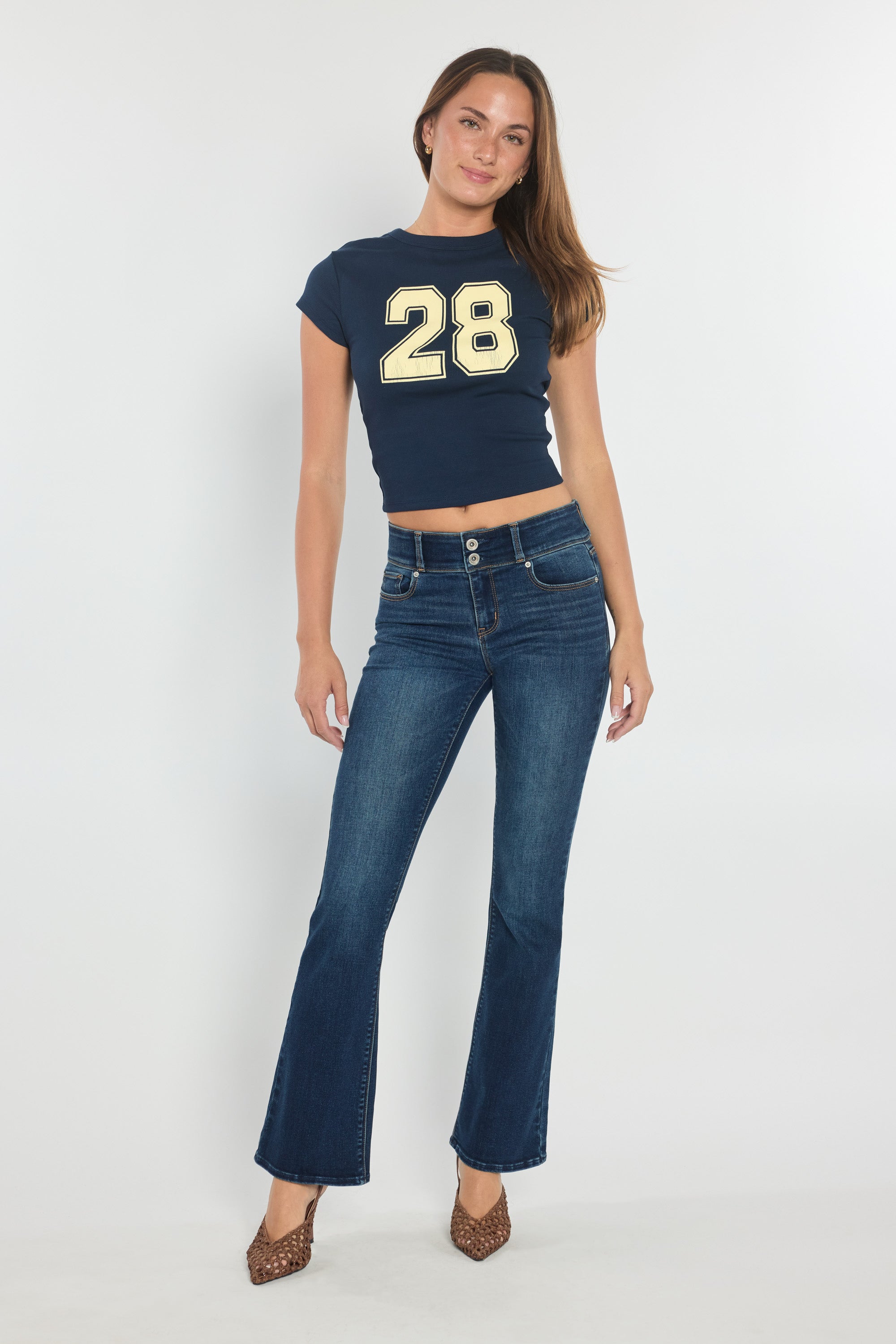 High Rise Two Button Bootcut