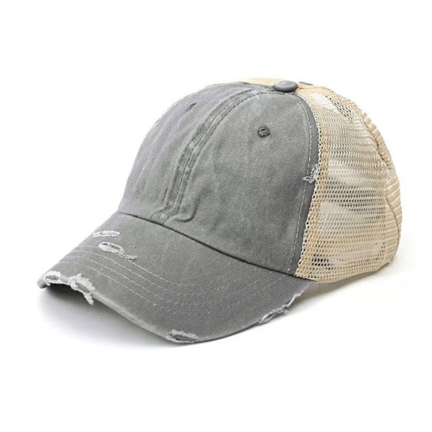Distressed Messy Bun Hat Cap | Ponytail & Bun Opening