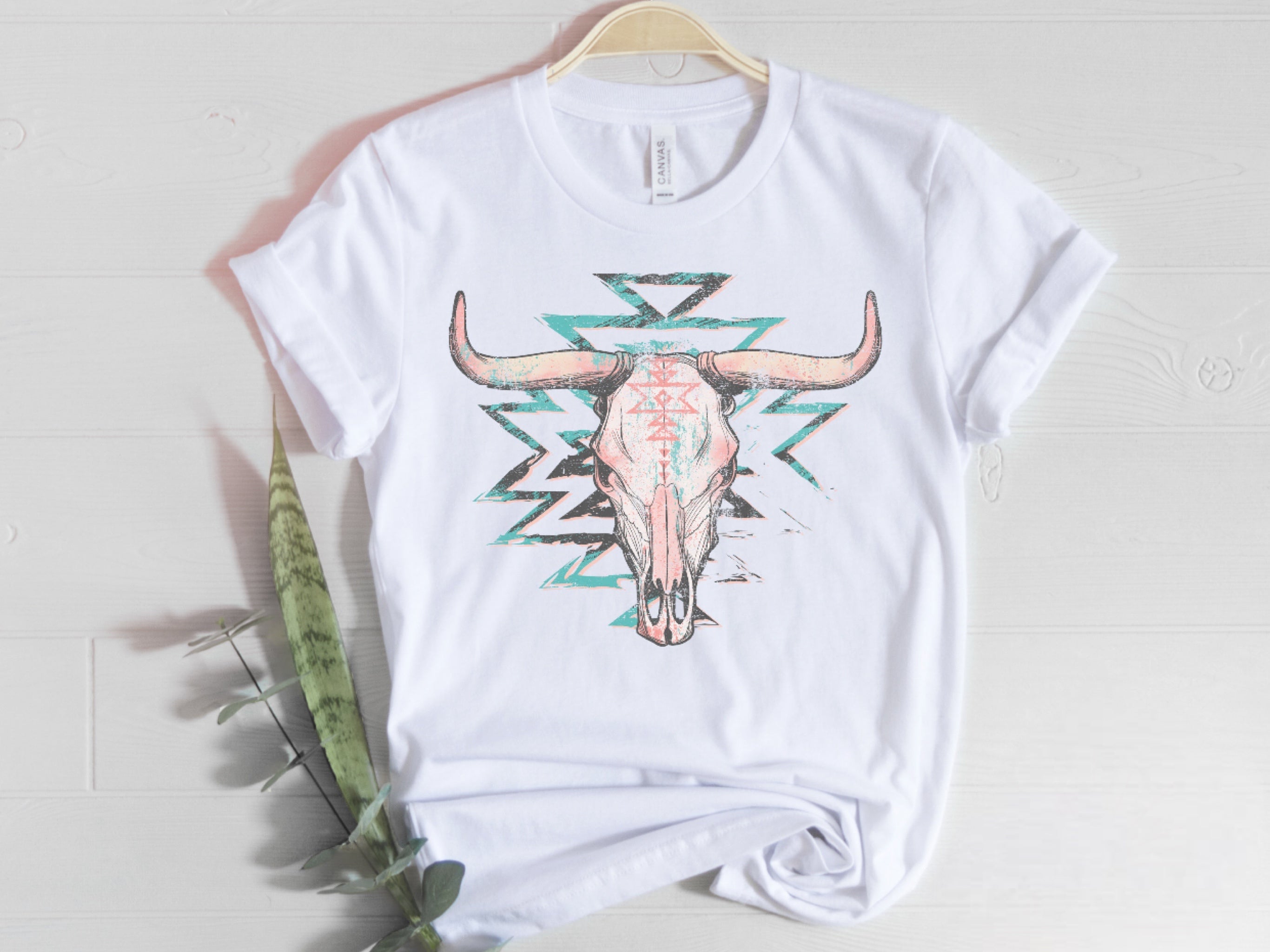 Pastel Aztec Cow Skull