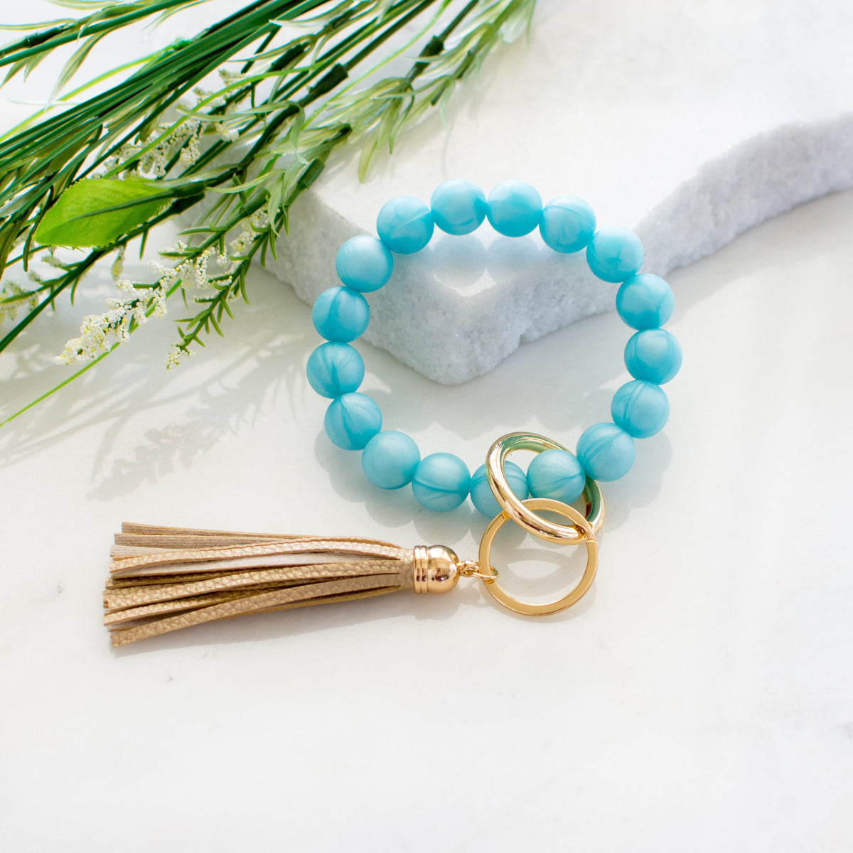 Silicone Bead Key Ring Bracelet | Hands-Free Wristlet Keychain