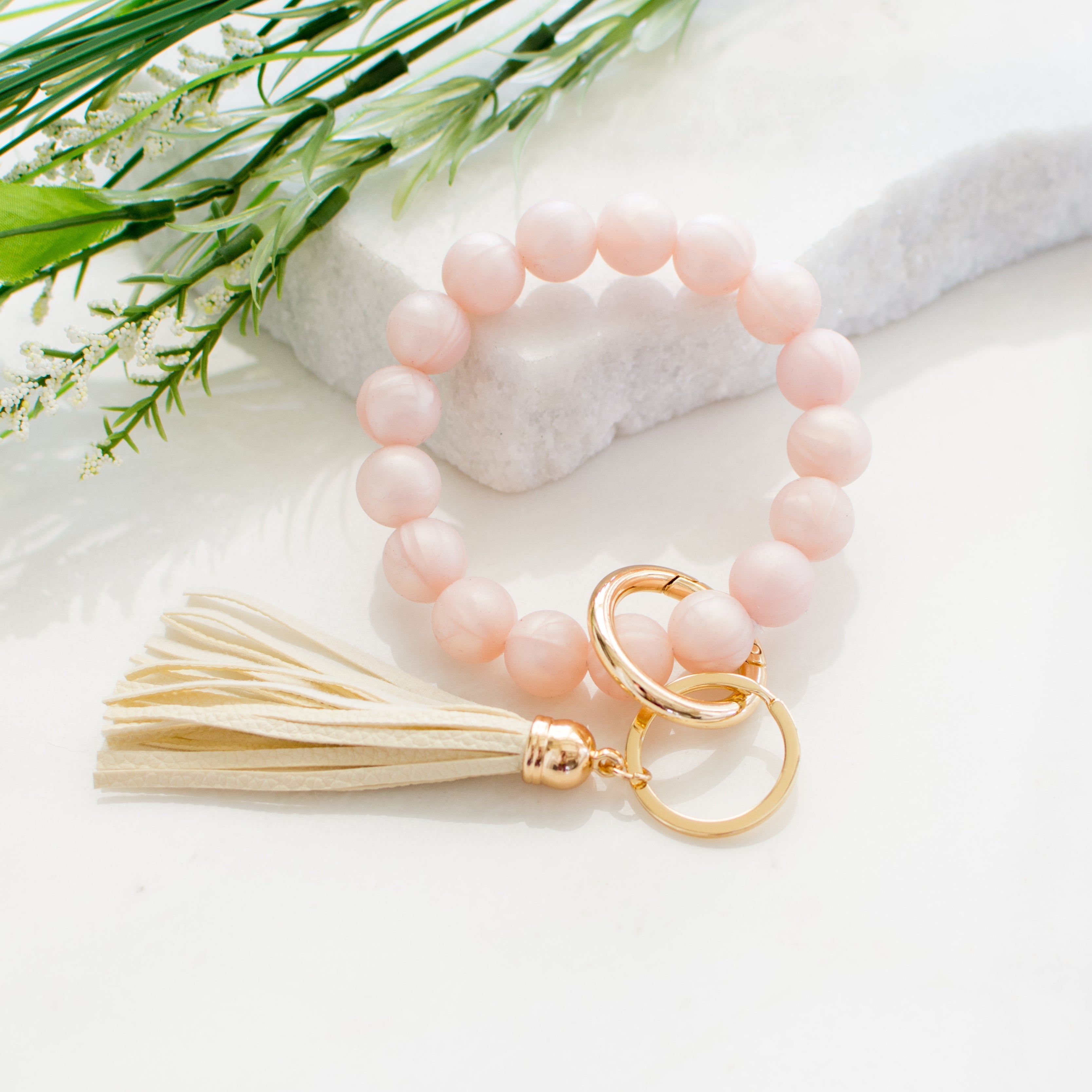Silicone Bead Key Ring Bracelet | Hands-Free Wristlet Keychain