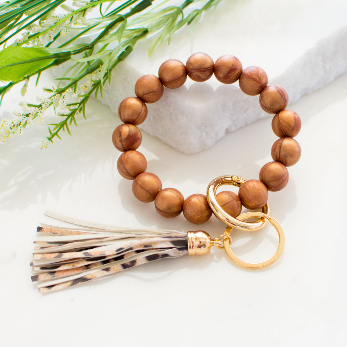 Silicone Bead Key Ring Bracelet | Hands-Free Wristlet Keychain