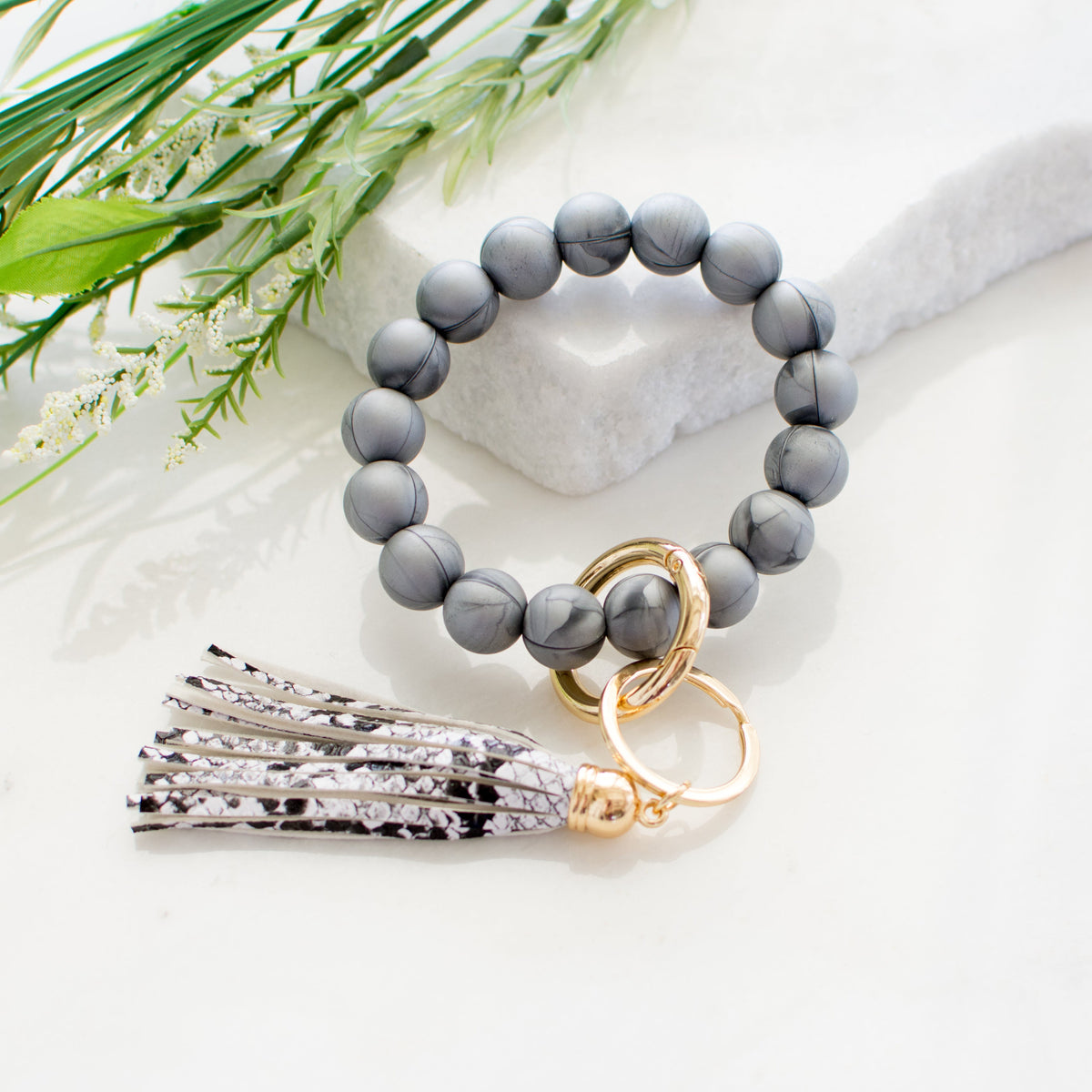 Silicone Bead Key Ring Bracelet | Hands-Free Wristlet Keychain