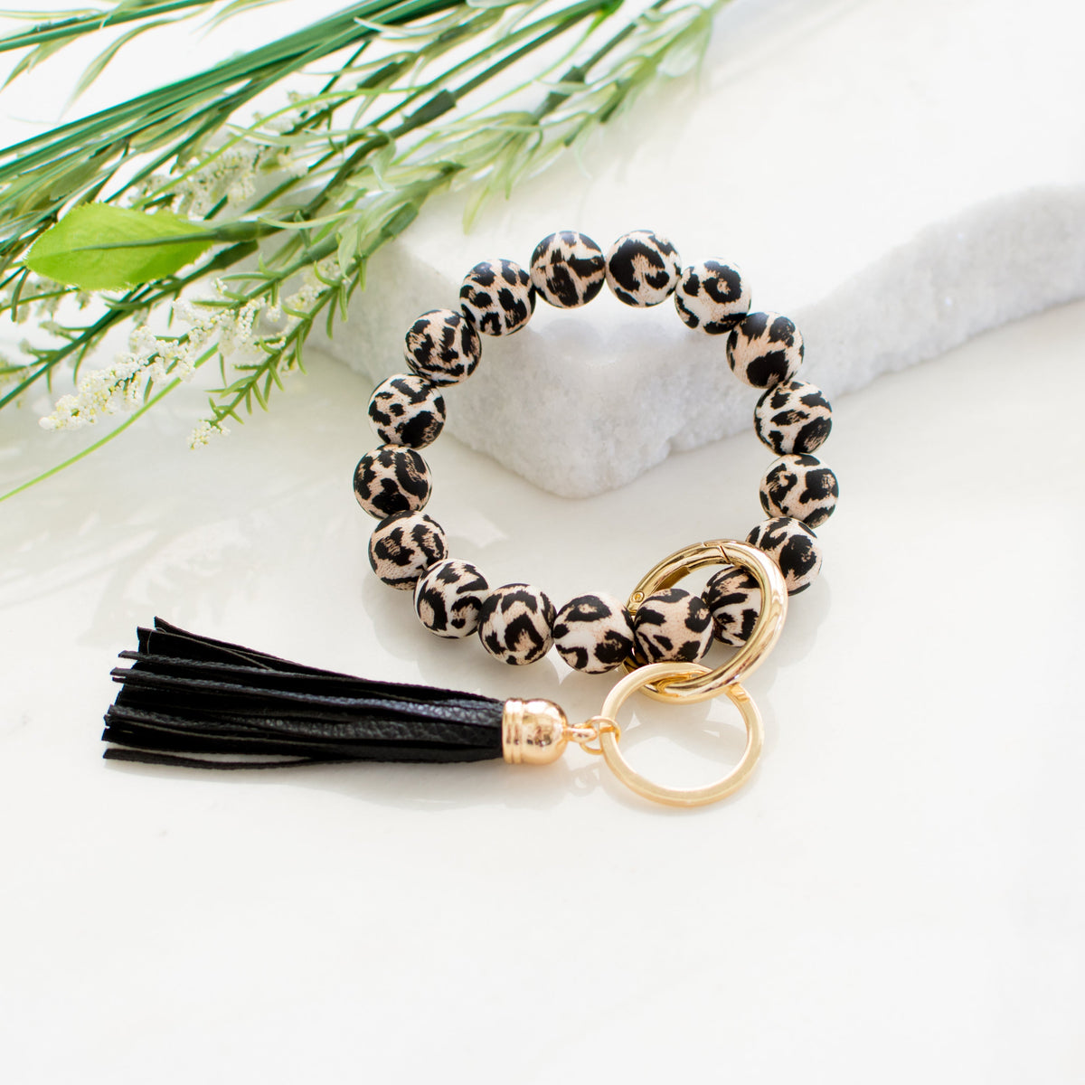 Silicone Bead Key Ring Bracelet | Hands-Free Wristlet Keychain