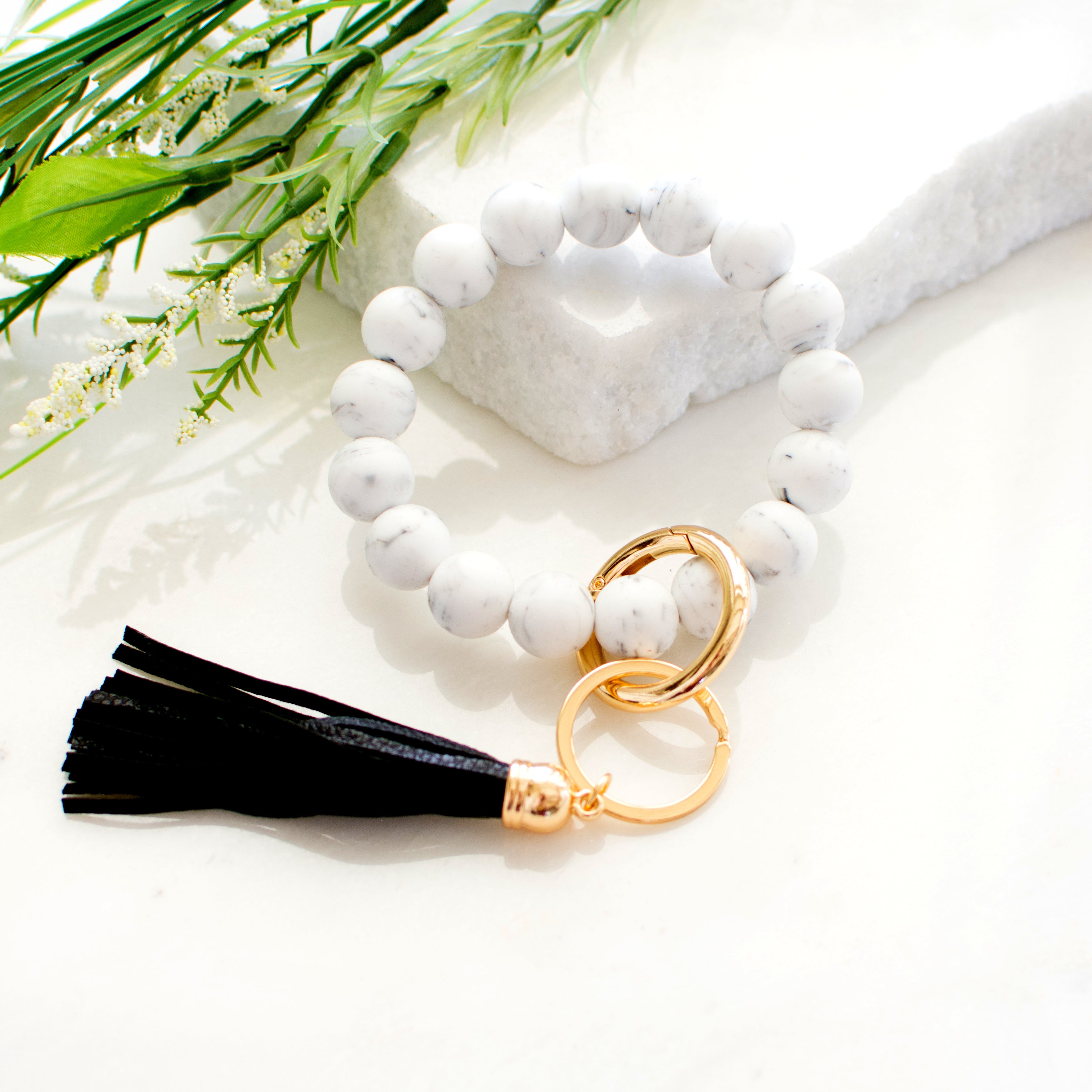 Silicone Bead Key Ring Bracelet | Hands-Free Wristlet Keychain