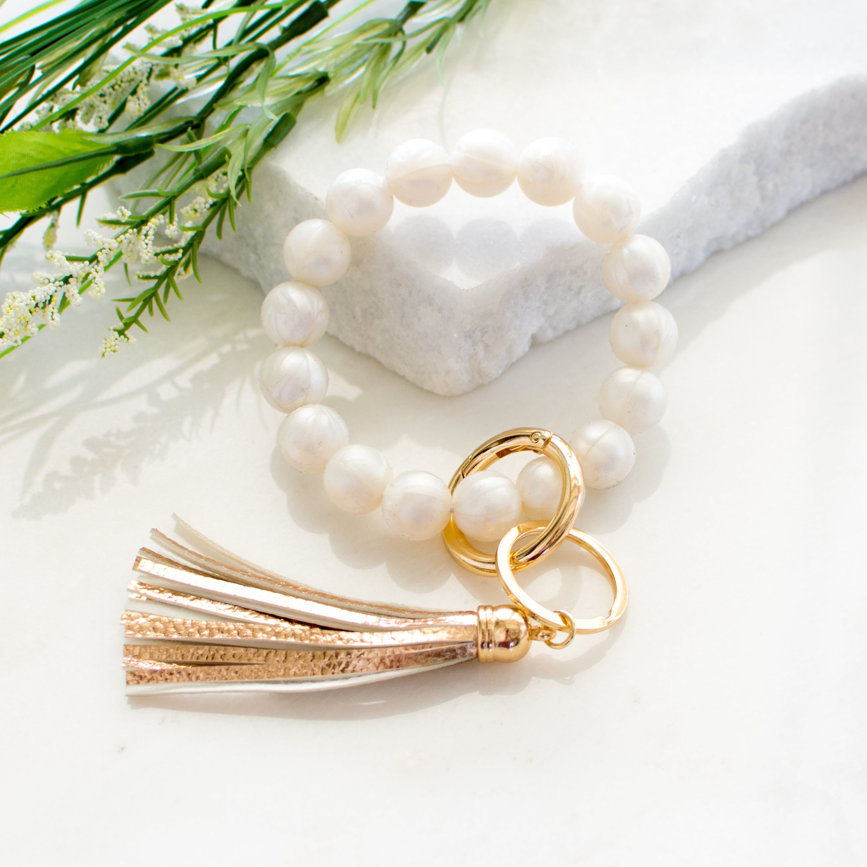 Silicone Bead Key Ring Bracelet | Hands-Free Wristlet Keychain