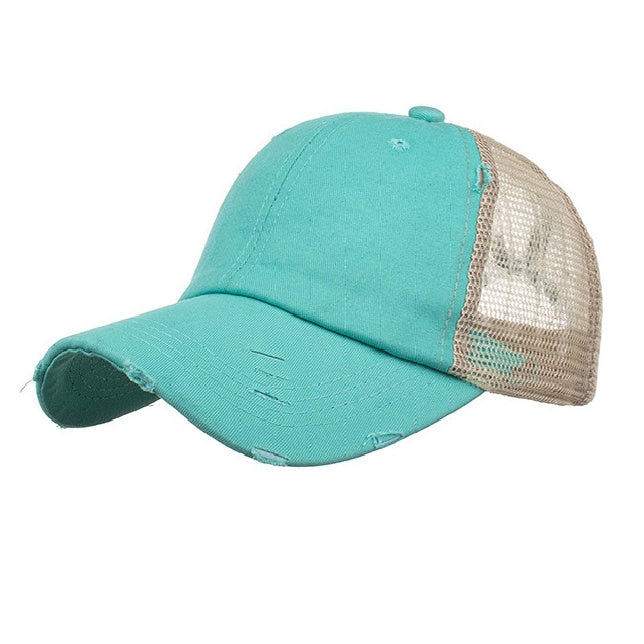 Distressed Messy Bun Hat Cap | Ponytail & Bun Opening