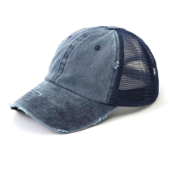 Distressed Messy Bun Hat Cap | Ponytail & Bun Opening
