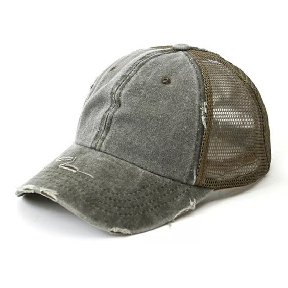 Distressed Messy Bun Hat Cap | Ponytail & Bun Opening