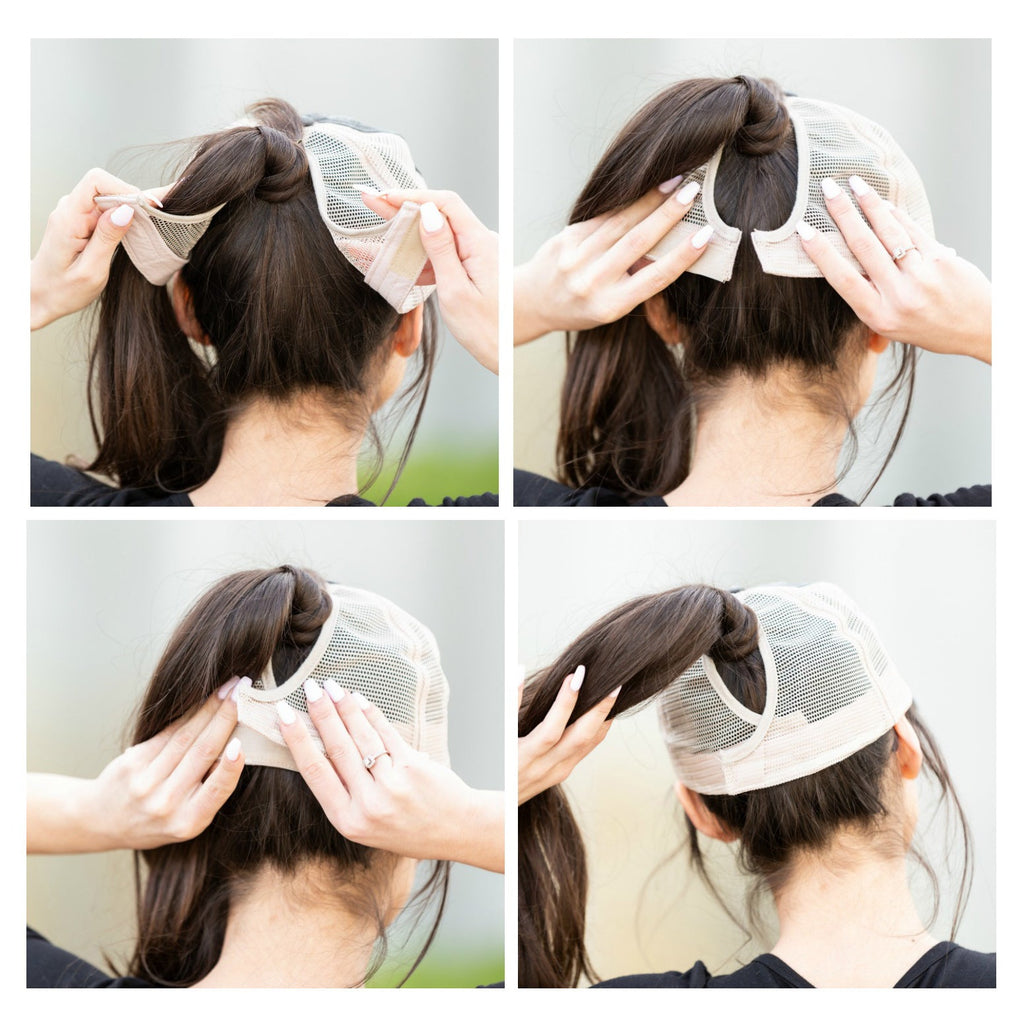 Distressed Messy Bun Cap | Adjustable No-Snag Opening