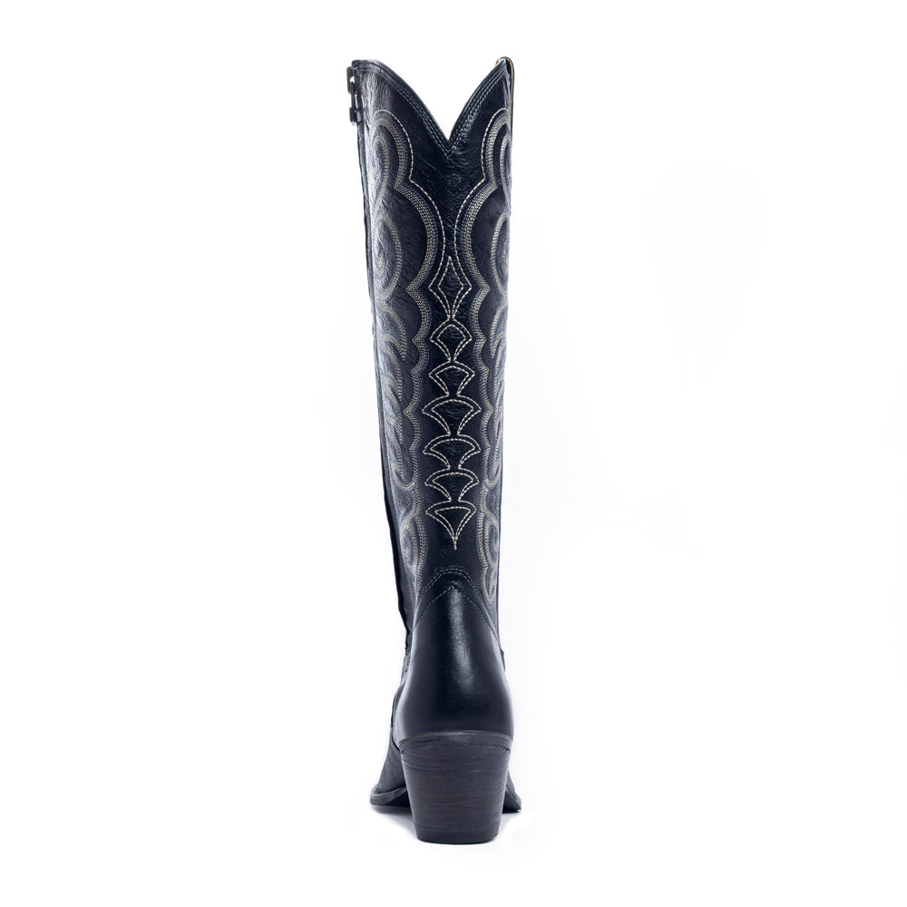 Ebony Embroidered Tall Western Boots | Honey Grit Co
