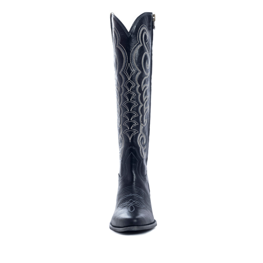 Ebony Embroidered Tall Western Boots | Honey Grit Co