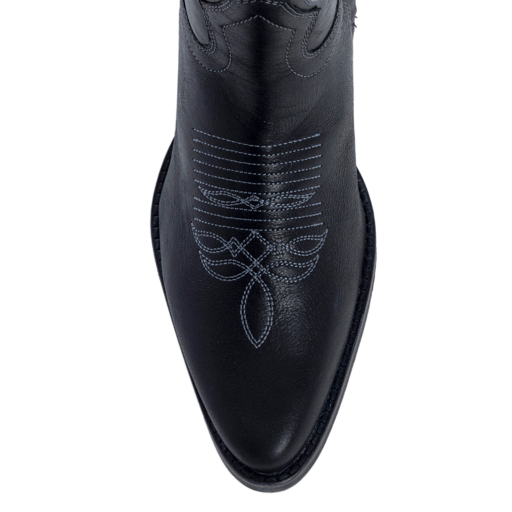 Ebony Embroidered Tall Western Boots | Honey Grit Co