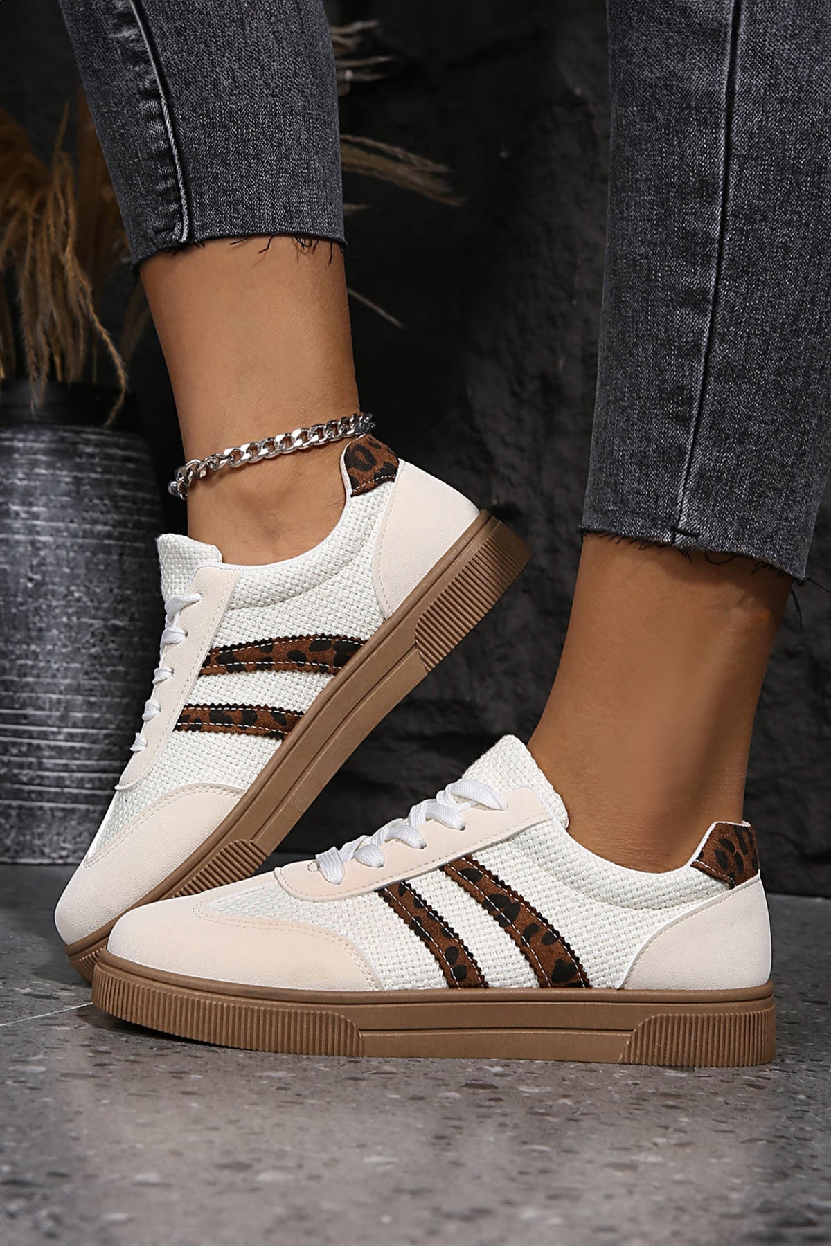 Leopard Print Lace-Up Sneakers | Western Boho Style