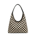 Celine Mixed Media Hobo Bag | Checkered Canvas & Leather Trim