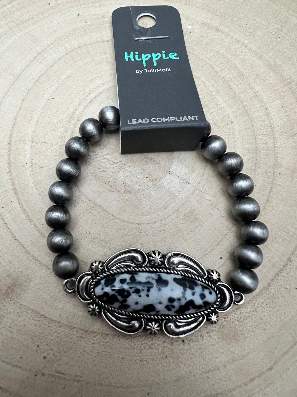 Western Faux White Buffalo Stretch Bracelet