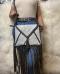 Western Fringe Cowhide Crossbody Bag | Real Hide & Gold Rope Strap | Honey Grit Co
