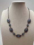 Western Linked Concho Necklace with Faux Turquoise — 18 Inch with Extender