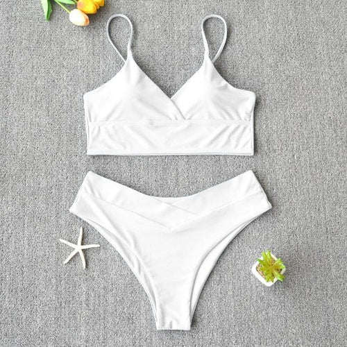 Crisscross Bandage Halter Bikini Set