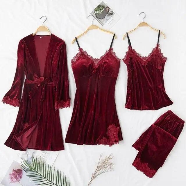 4-Piece Satin Loungewear Set
