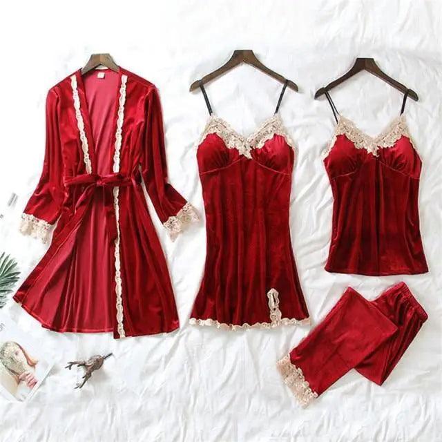 4-Piece Satin Loungewear Set